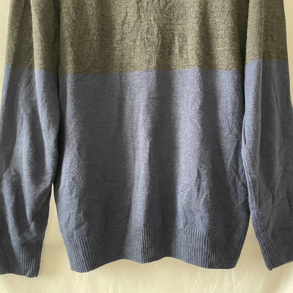 Tricot St. Raphael Mens Blue Black Crew Neck Colorblock Pullover Sweater Size L - Picture 6 of 9